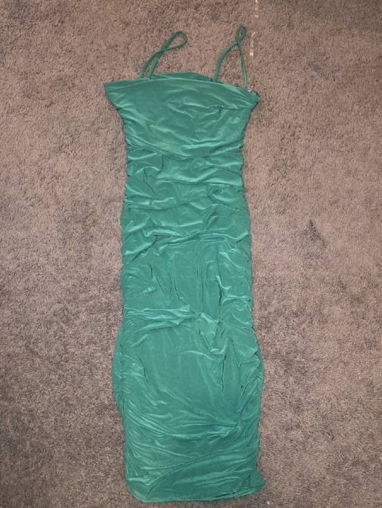 cabanna fashion Dresses & Skirts - Sleek Green Ruched Slip Dress - Strappy Bodycon Medium